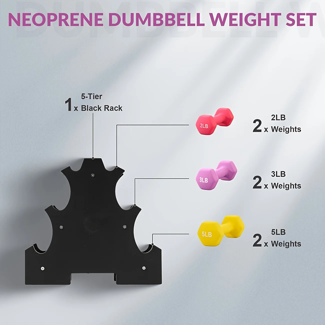 Petite But Powerful! Women's Dumbbell Combo (2/3/5lbs) Perfect for Home Workouts, Premium Rubber Coated Dumbbells for Women Set