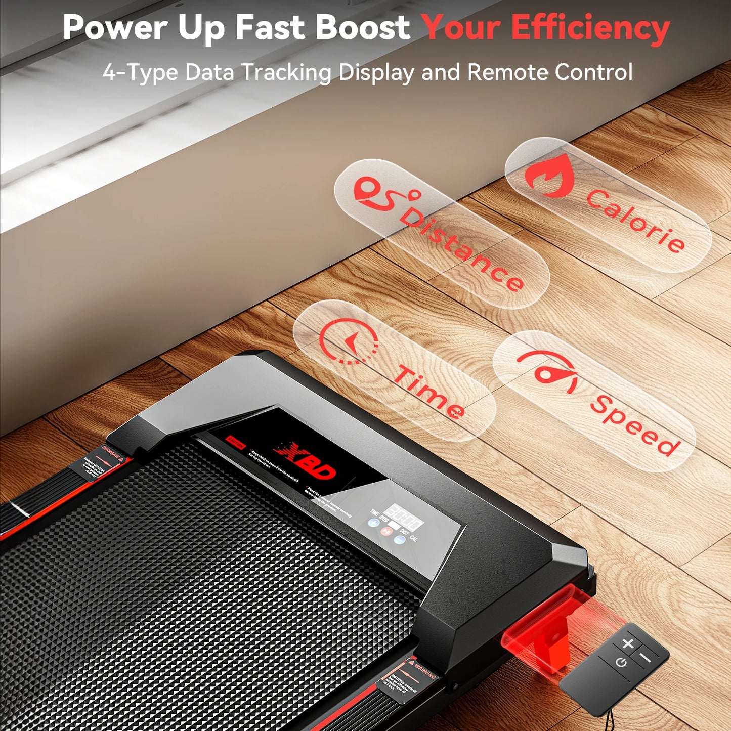 XBD Portable Incline Walking Pad - 330lb Capacity, 2.5HP Under Desk Treadmill with LED Display & Remote Control