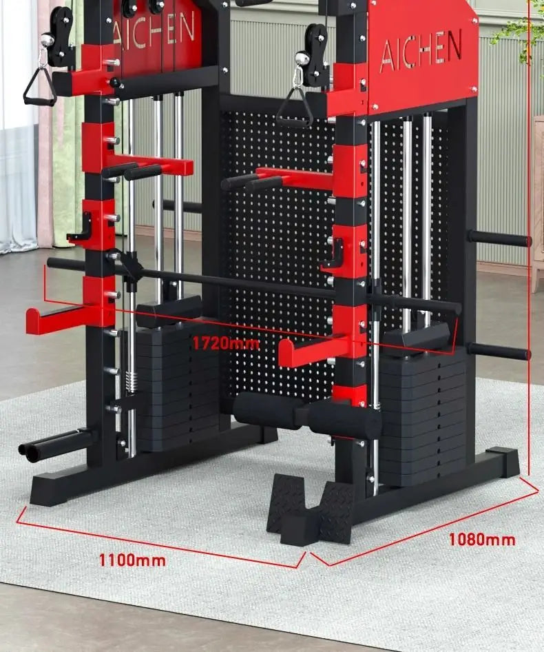 Gym Commercial Smith Comprehensive Trainer With Back Hole And Hanging Accessories With 100kg Barbell Plate Gantry Frame