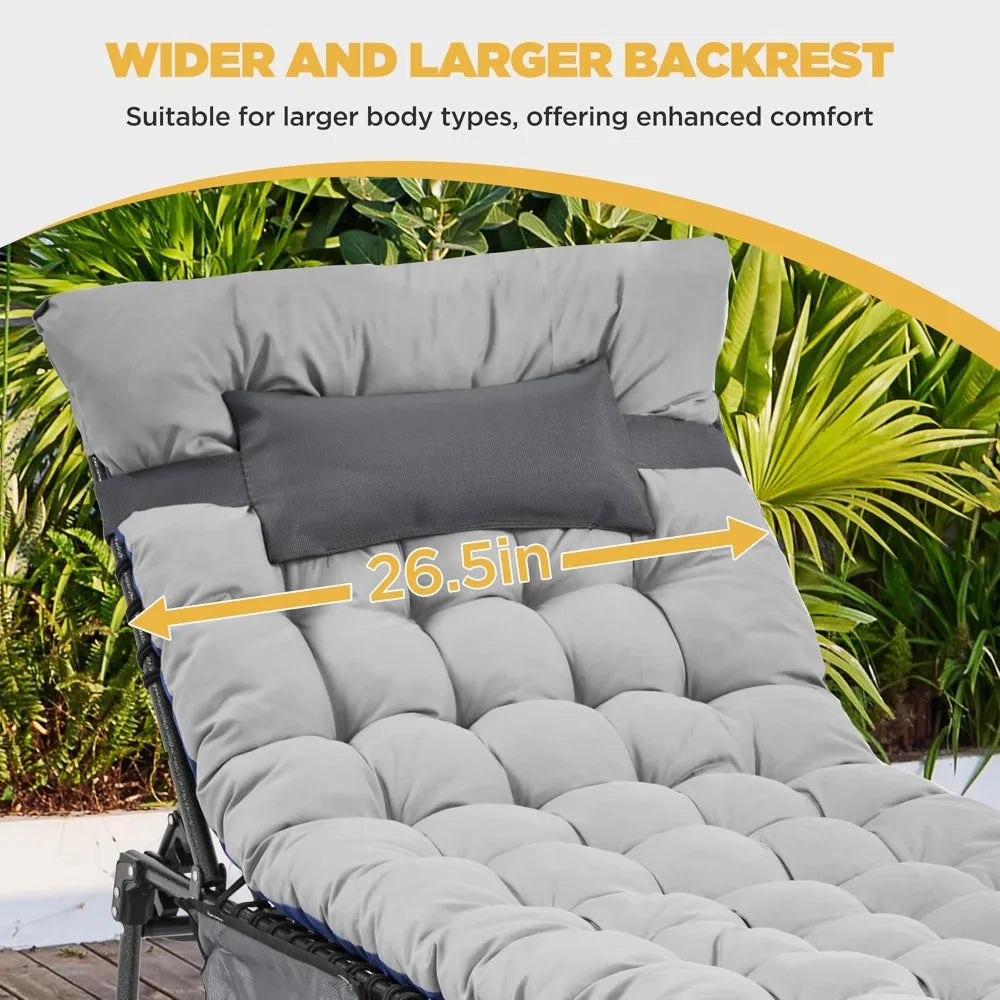 Outdoor Folding Tanning Chair, Portable Tanning Lounger with Removable Padded Cushion and Face Hole, 5-Position, Customized