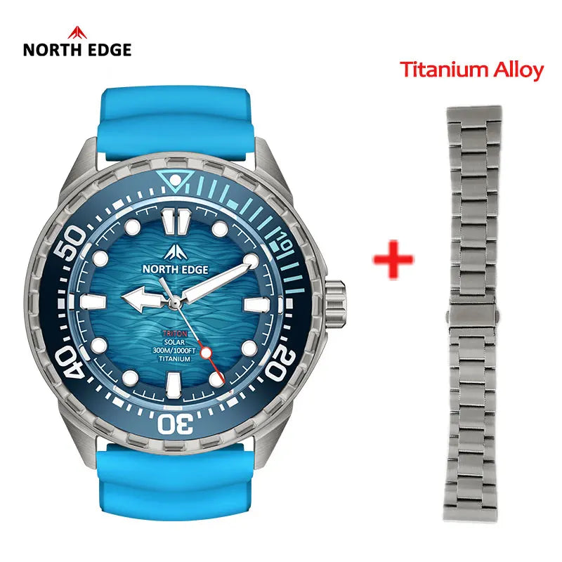 NORTH EDGE TRITON-Ti smartwatch Solar Powered Dive Watch Titanium Alloy Case Men Luxury Quartz Watches For Men Waterproof 300M