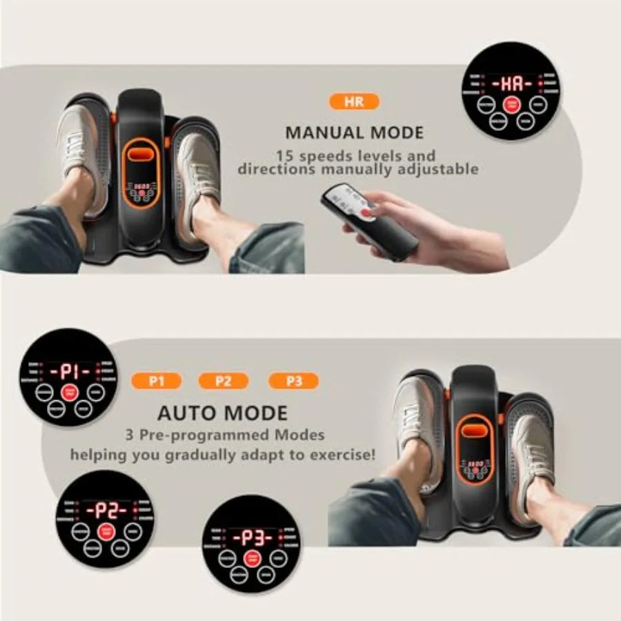 Under Desk Elliptical Exercise Machine for Home Office with Remote 15 Adjustable Speed Quiet Portable Leg Exerciser in Black fo