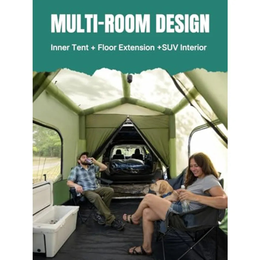 SUV Tent 2 Mins Fast Setup Inflatable SUV Tents for Camping Car Tent with Multi Room for 2/4/6 Person/Family PU 3000mm Waterpro