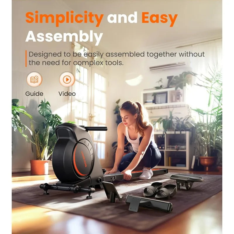 YOSUDA Magnetic Machine 350 LB Weight Capacity - Rower Machine with Bluetooth, App Supported, Tablet Holder and Seat Cushion