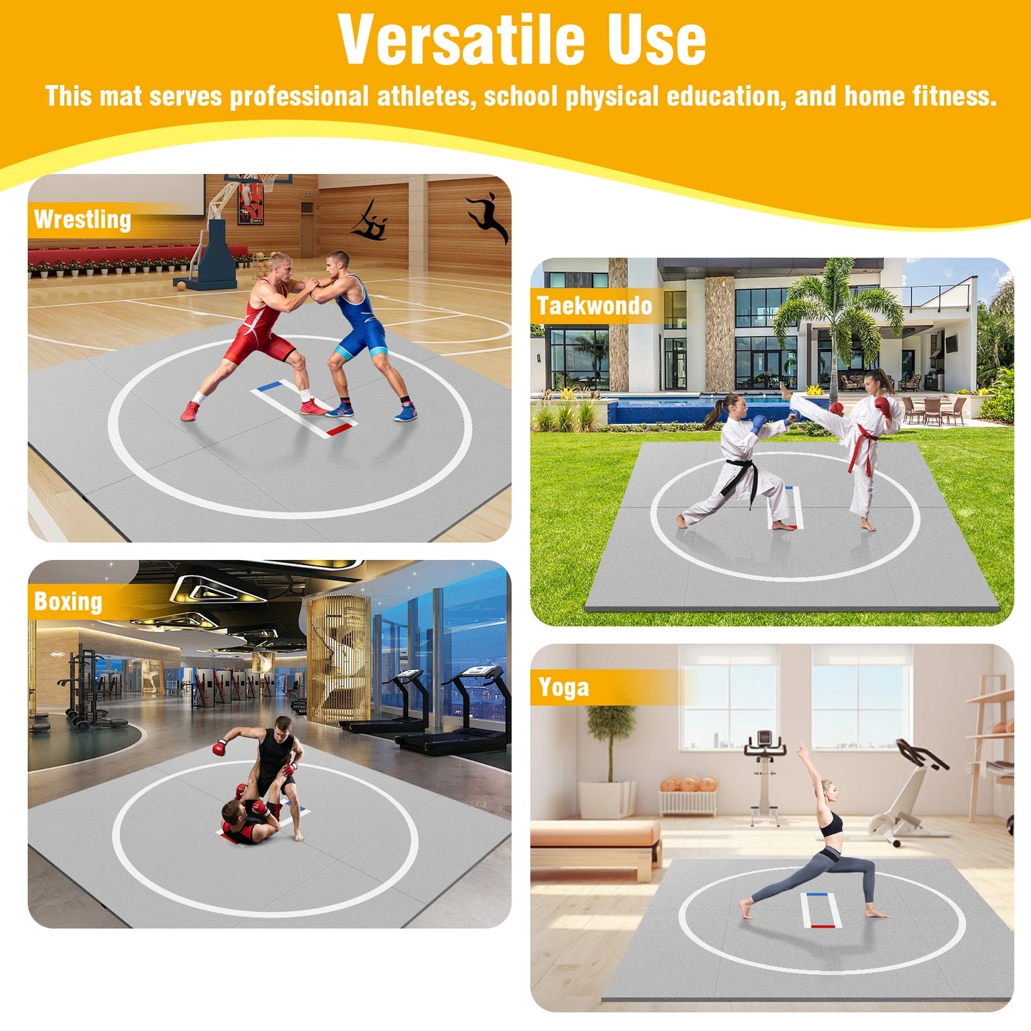 3M X 3M Jiu Jitsu Wrestle Mats Wear Resist Multi-Functional Training Blankets Anti-Slip for Grappling Martial Art Boxing Judo