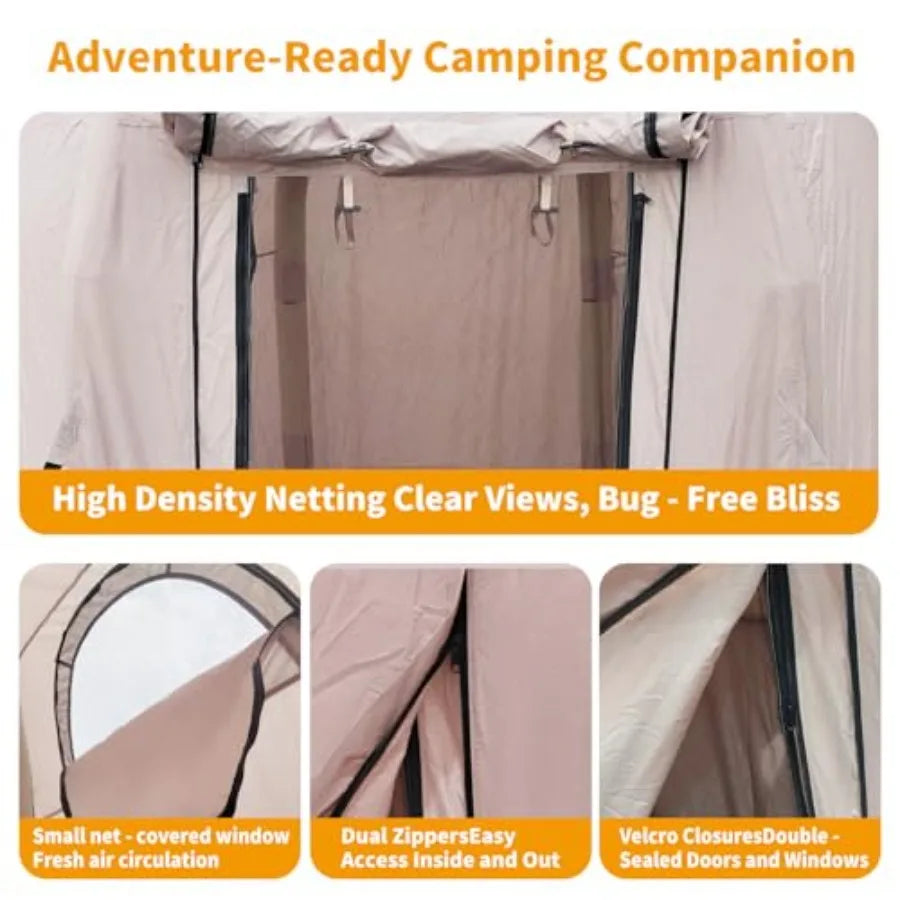 Inflatable Camping Tent with Hand Pump 4 Season Waterproof Outdoor Ox 2-4 Person Tent with Mesh Windows Door in Blue for Outdoo