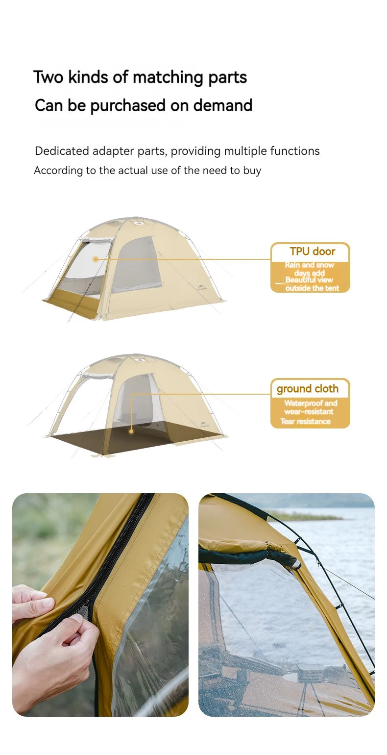 Naturehike Dune 7.6 Camping Tent 2 People 4 Season Tent Ultralight PU2000mm Outdoor Travel iking Tent With Chimney Screen Window