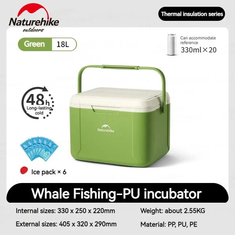 Naturehike 18L Cooler Box Portable Insulated Ice Chest Box Outdoor Picnic Food Cold Preservation Box Fishing Barbecue