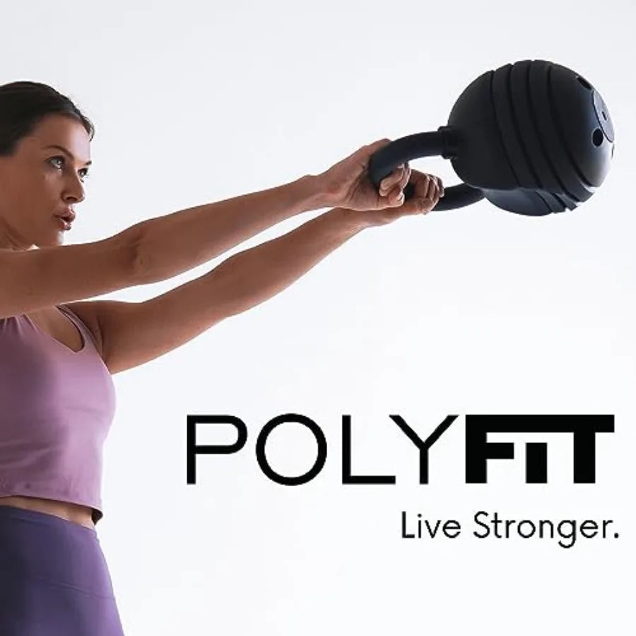 Polyfit Adjustable Kettlebell Set 30 lbs Home Gym Kettlebell Weights Steel Black Durable Lightweight