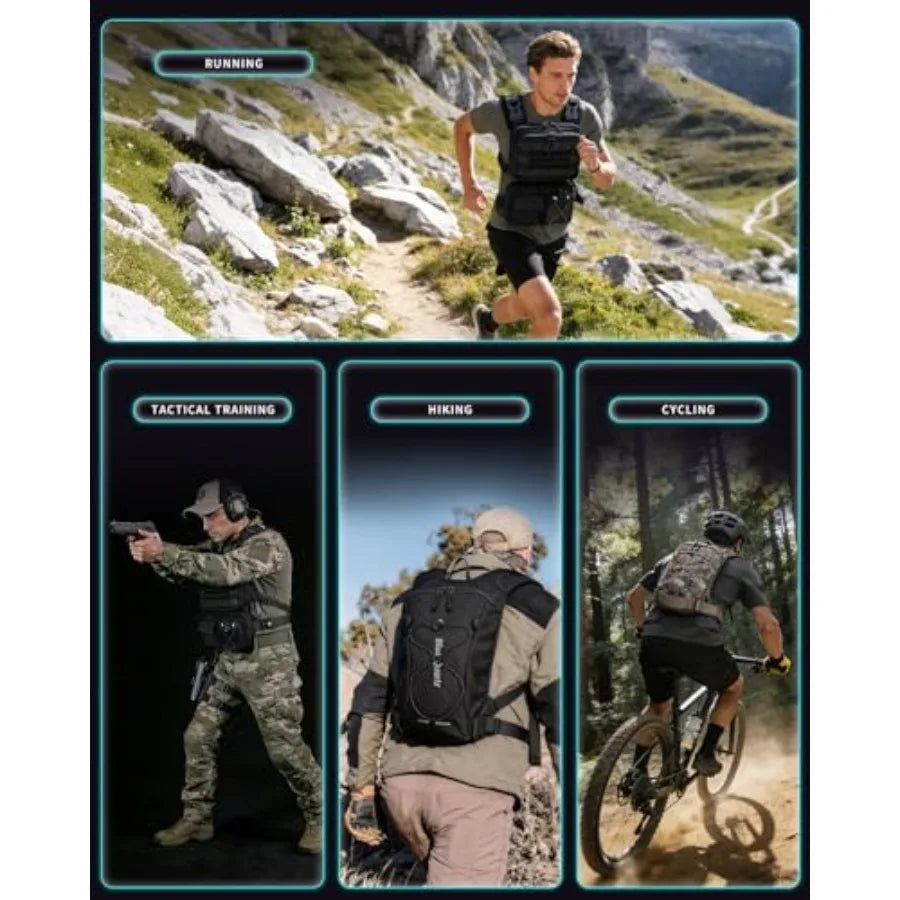 3-in-1 Running Vest with 2L Water Bladder Lightweight Tactical Hydration Backpack with Detachable Waist Pack Reflective Chest P