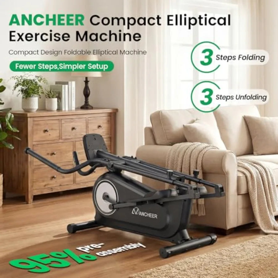ANCHEER Elliptical Exercise Machine Elliptical Machine for Home Gym Exercise Equipment 550Lbs Max Weight Ultra-Silent Foldable