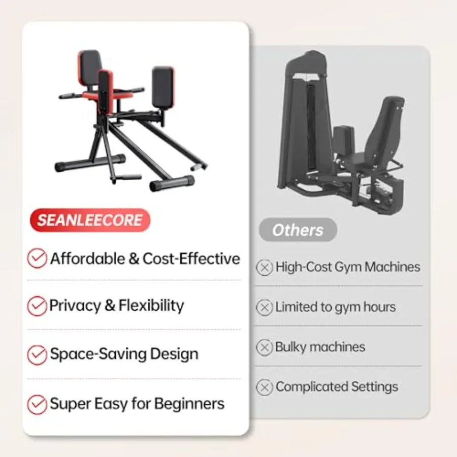 Hip Abductor Machine for Home Gym Glute Thigh Exercise Equipment in Black Outer Thigh Sculpting Glute Machine for Women Leg Abd