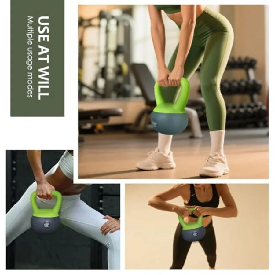 ENERGI CORE Kettlebell - Sand Filled Weight for Home Gym Workouts Strength Training - Portable Exercise Kettle Bell for Women M