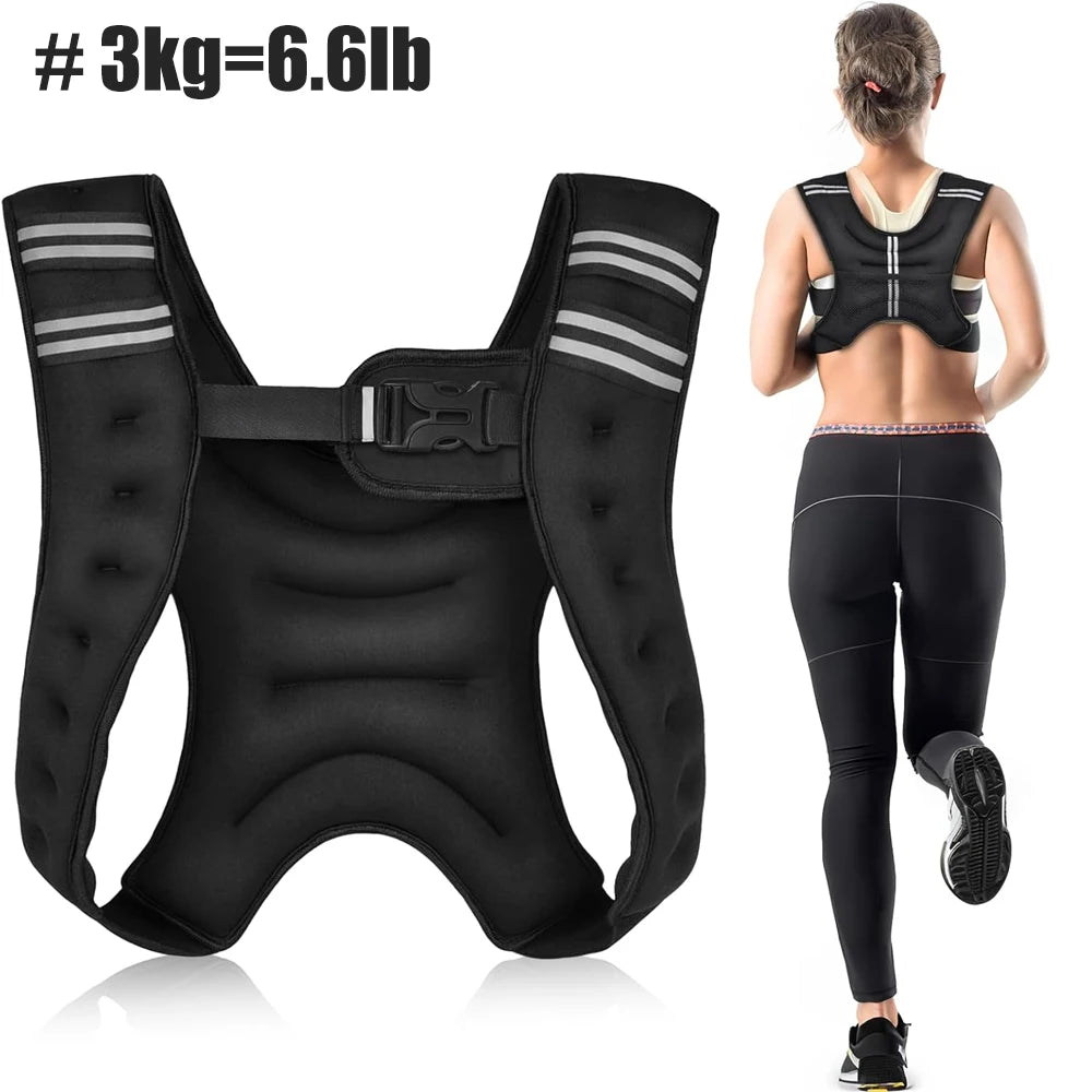 OZZOMM Weighted Vest 3kg/5kg - Adjustable Reflective for Strength Training, Running, Cardio & Weight Loss (Men & Women)