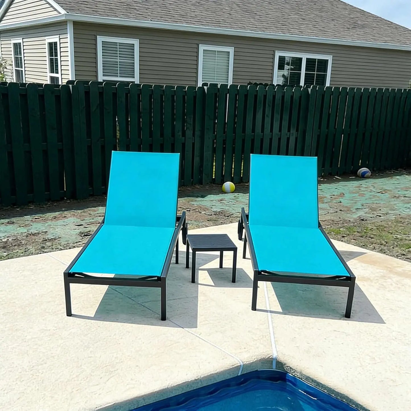 Patio Tanning Lounge Chair Set with Face Down Hole Outdoor Aluminum Adjustable Reclining Chairs Wheels Pillows and, Customized