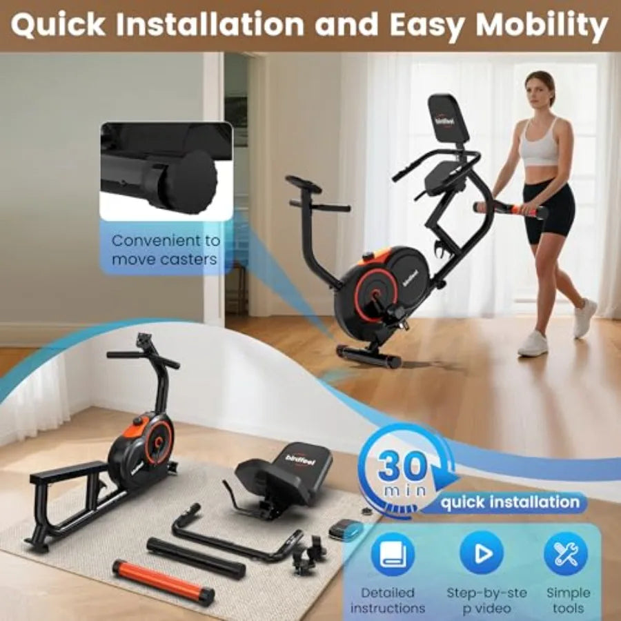 Recumbent Exercise Bike for Home Use: Ideal for Adults and Seniors Supports Up to 400 Pounds Features 16 Adjustable Gears and C
