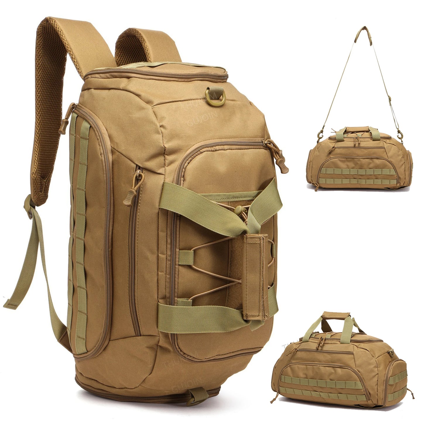 Tactical Gym Backpack with Shoe Compartment Convertible 3-in-1 Duffel Sling Bag for Men Women Weekender Overnight Travel Bag