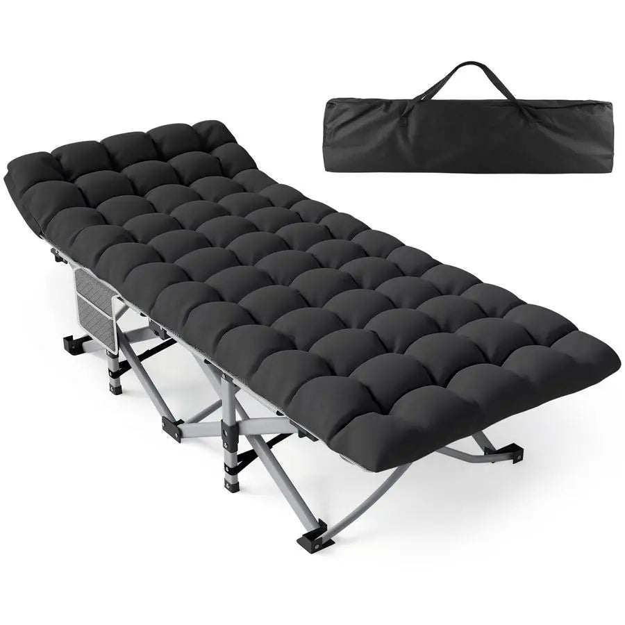 Camping Cot for Adults, HeavyDuty Portable Cot Bed with Mattress, Foldable Padded Sleeping Cots for Camping Travel Tent Day Bed