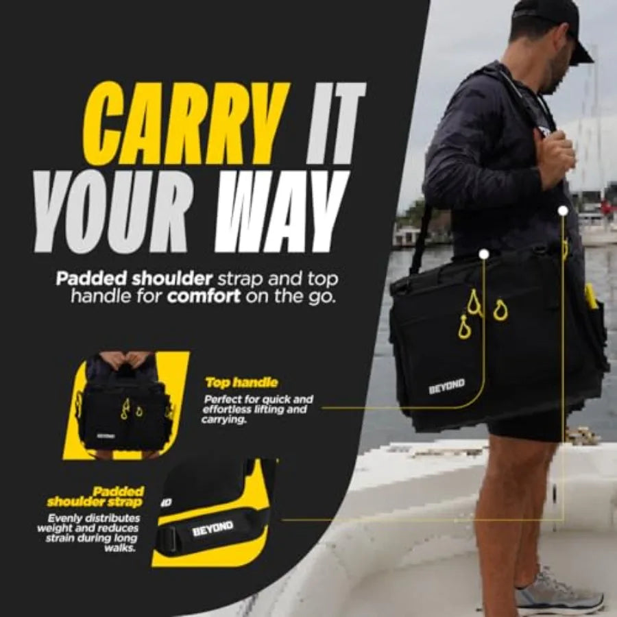 Beyond Fishing Hauler Tackle Bags Water Resistant Hard Molded Bottom Fresh Water Salt Water Fishing Tackle Storage Holds Tackle