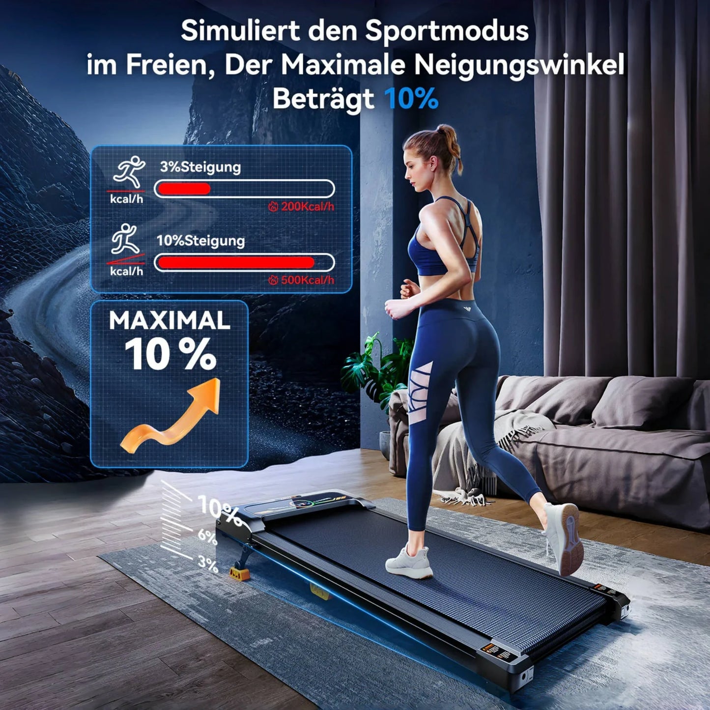 walk week Portable Incline Walking Pad - 330lb Capacity, 2.5HP Under Desk Treadmill with LED Display & Remote Control