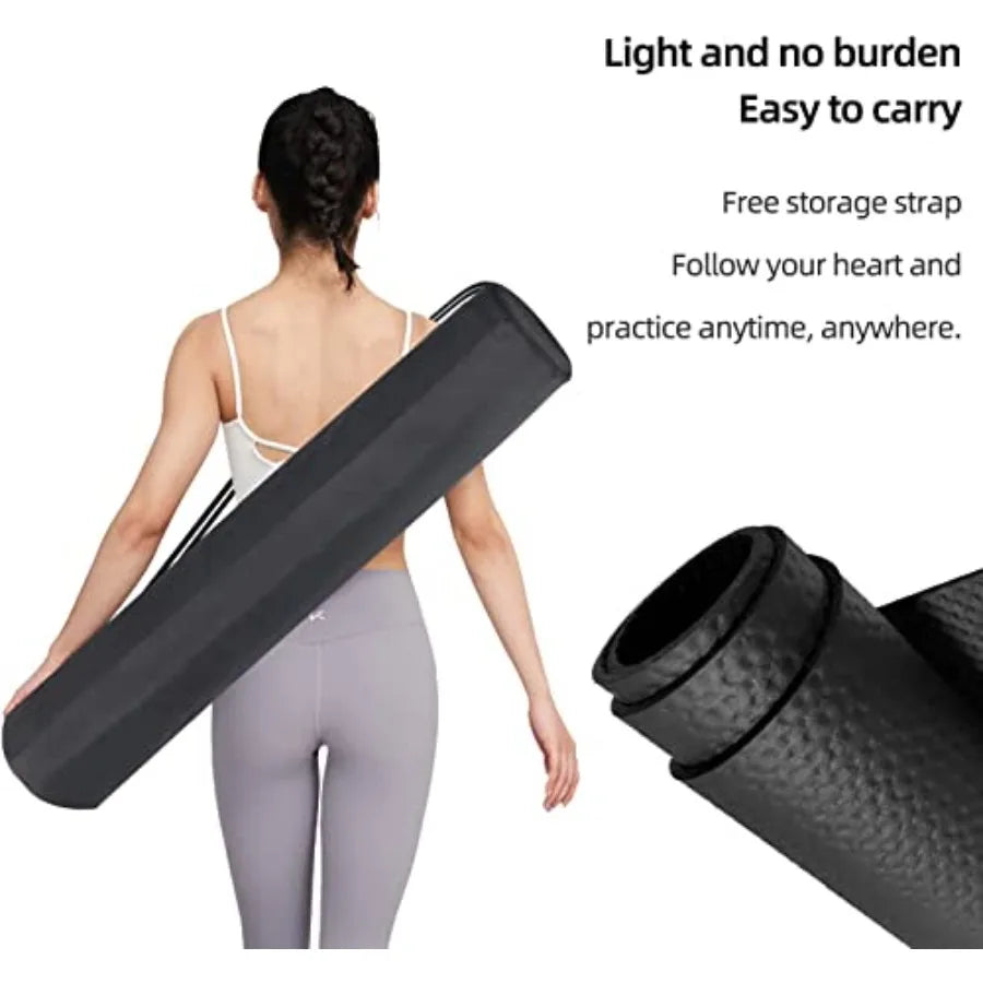 Large Exercise Mat for Home Gym with Non-Slip Rubber Surface Black Durable Workout Mat for Treadmill Exercise Bike Yoga Weightl