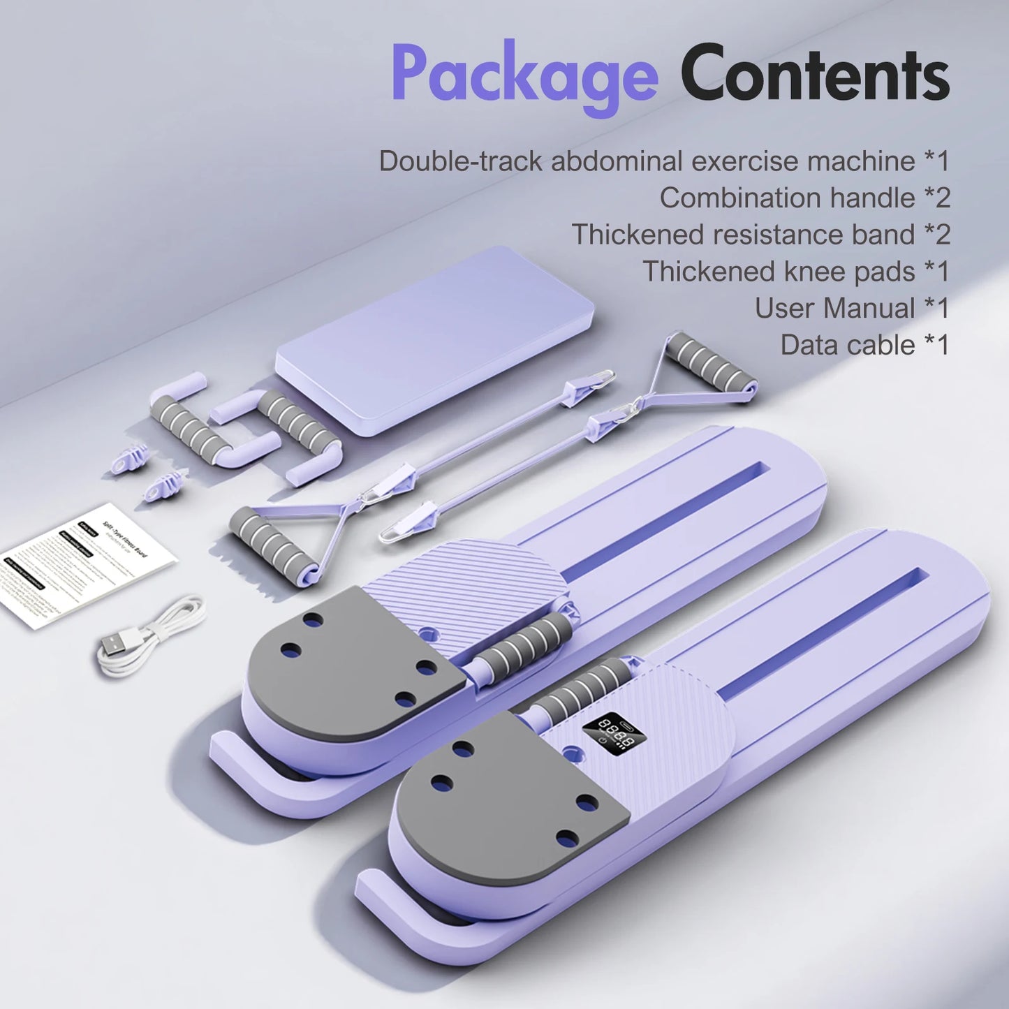 2 In 1 Ab Board Dual-track Split Hangable Design Pilates Toning Detachable Resistance Bands Abdominal Core Strength Training