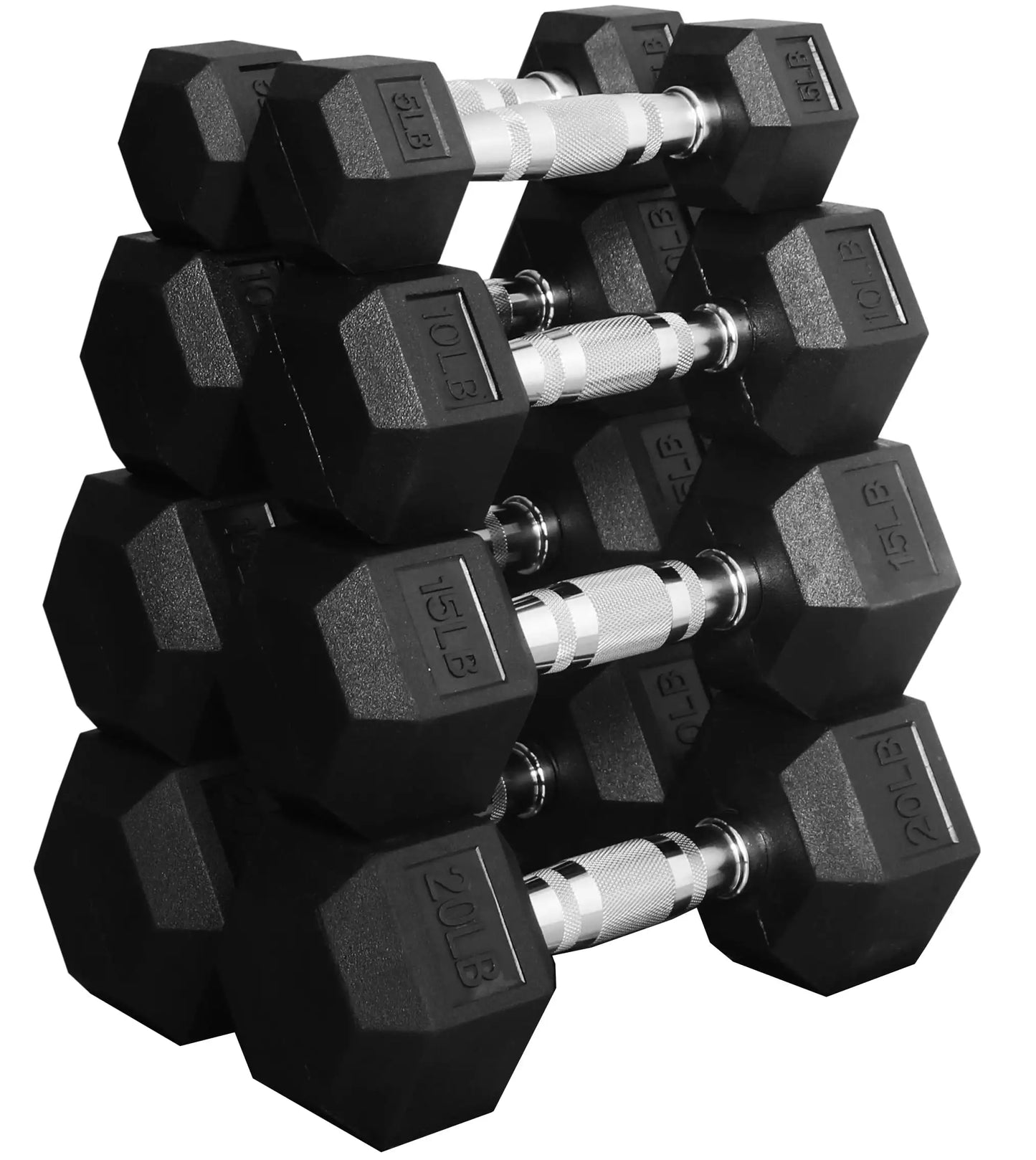 150LB Rubber Coated Hex Dumbbell Weight Set with A-Frame Rack, 5-25 lbs Pairs