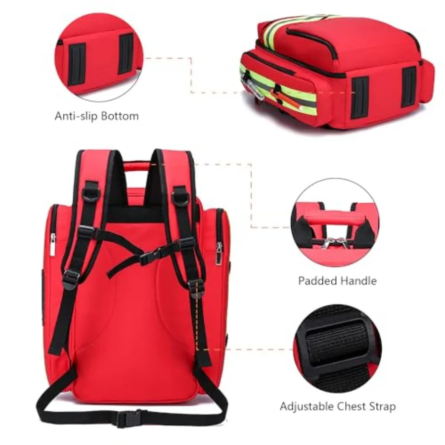 First Aid Backpack for Nurses with Removable Transparent Pouch Medical Bag for Traveling Lightweight Portable Design Ideal for