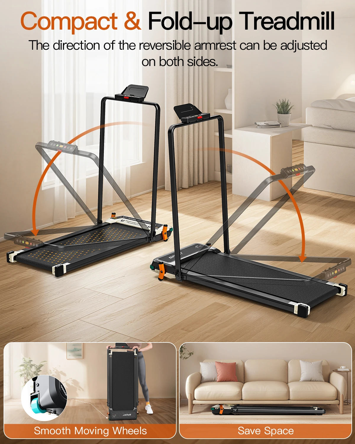 AKLUER Walking Pad Treadmill with Incline -2 in 1 Dual - Sided Under Desk Treadmill with Display Walking Machine for Home/Office