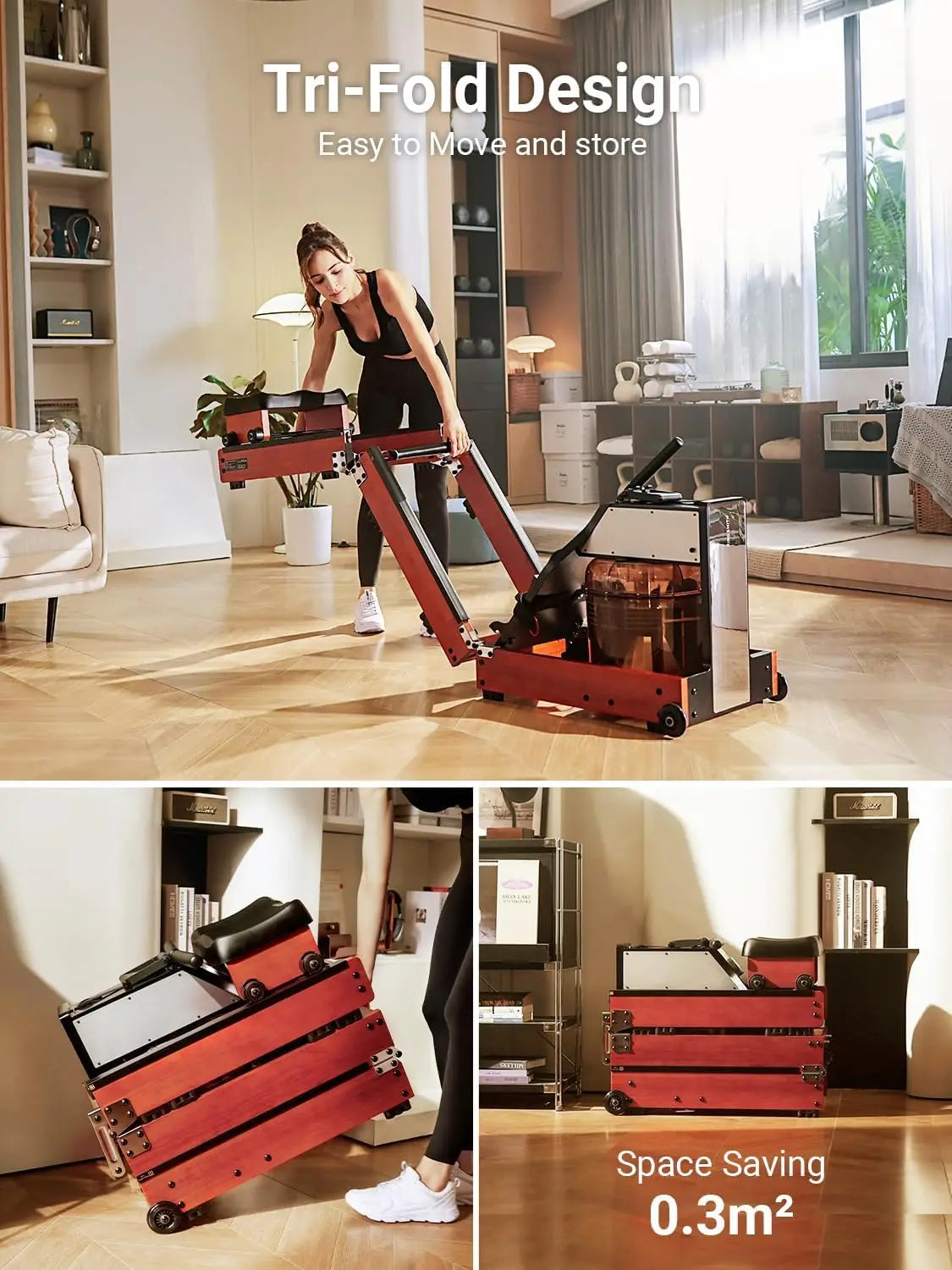 Magnetic/Water Row Machine for Home Rower 331LB Weight Capacity, Folding Rowing Machine with LED Monitor, App, Customized