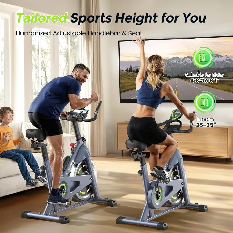 Magnetic Stationary Exercise Bike for Home Low Noise Indoor Cycling with App Compatibility 300LB Weight Ccity Tablet Mount Blac