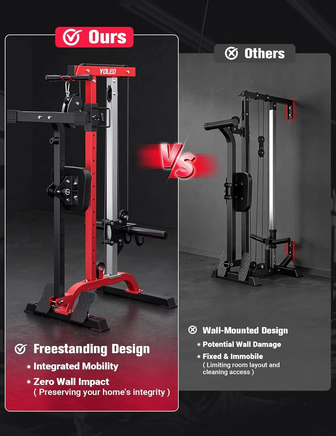 Cable Machine Home Gym 2 in 1, Rowing Machine & LAT Pulldown Station with High/Low Pulley, 450 Lbs Loaded, Foldable, Customized