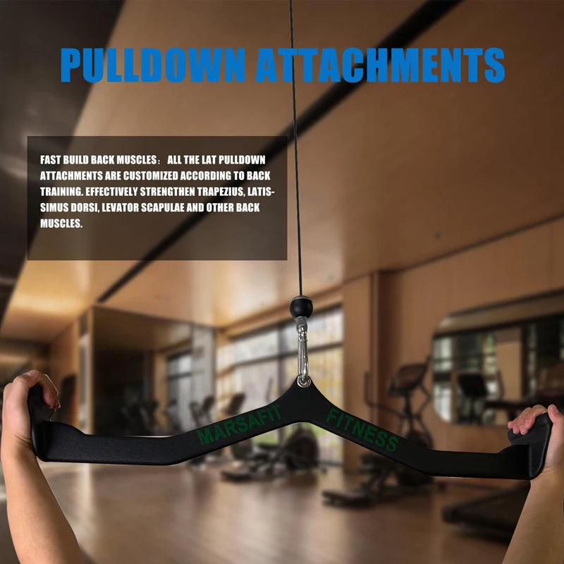 Home Gym LAT Pulldown Attachments Rowing T-bar V-bar Cable Machine Back Tricep Bar Strength Training Handle