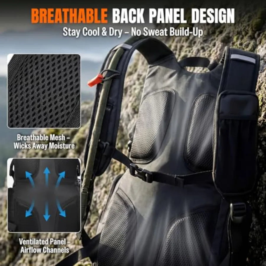 25L Hydration Backpack Hiking Hiking Backpack with Water Bladder Detachable Phone Pouch and Helmet Holder Lightweight Water Bac