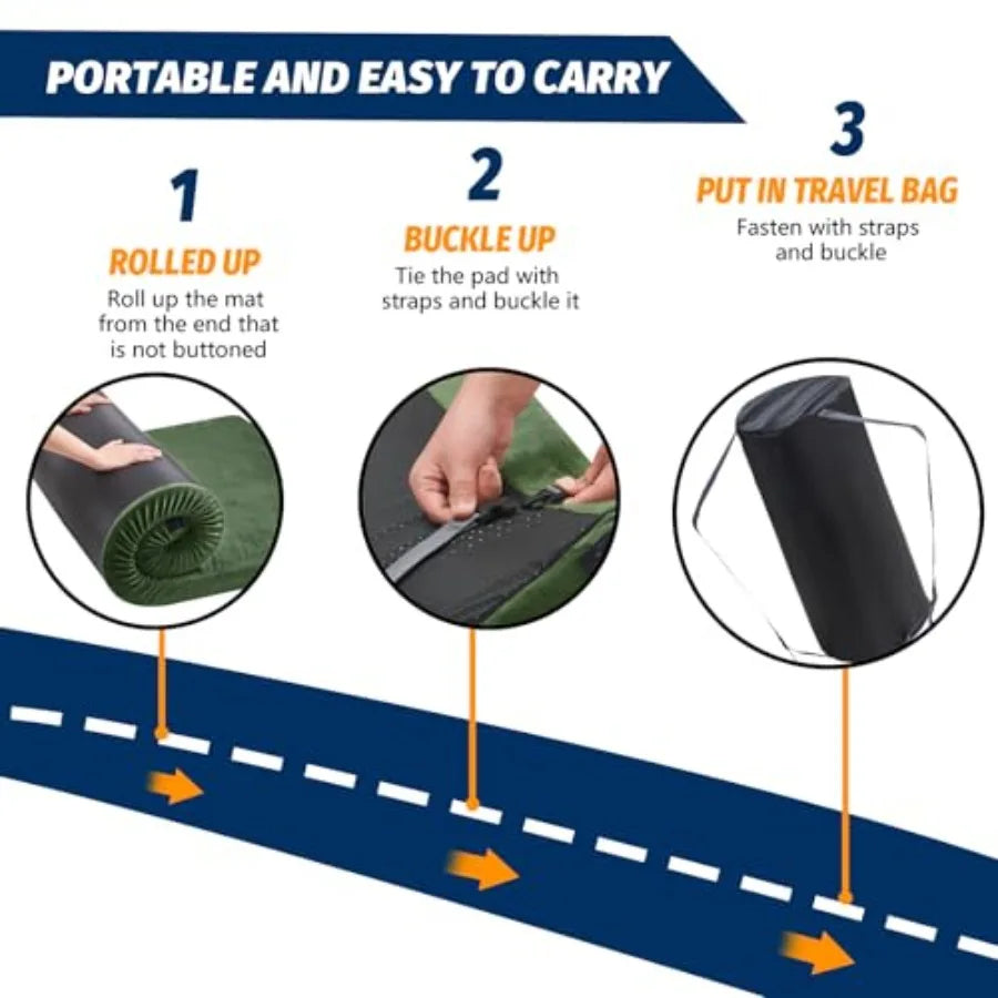 Memory Foam Camping Mattress Pad CertiPUR-US Sleeping Mat Portable Roll Up Mattress for Adults Camping Bed Pads for Sleepover C