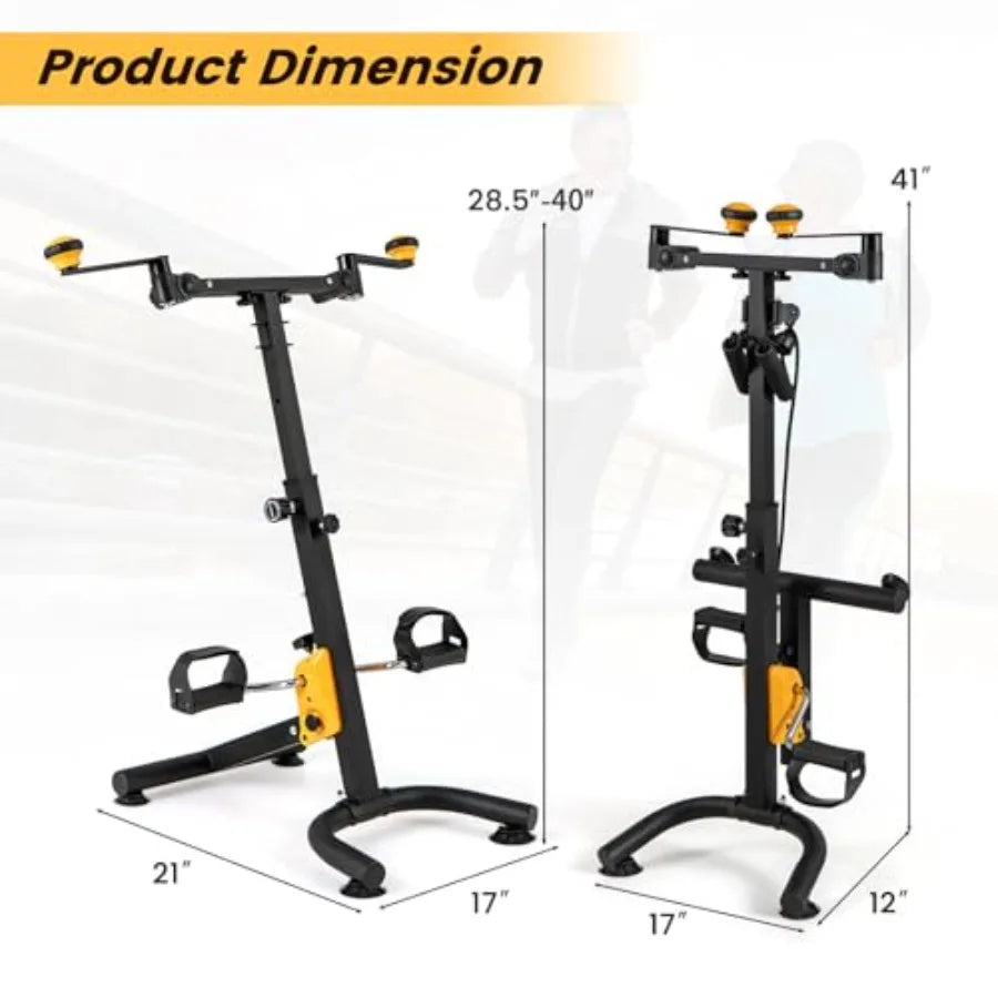 Foldable Pedal Exerciser for Seniors Hand Arm Leg Knee Physical Therapy Exercise Bike with Adjustable Height Handgrip Resistanc