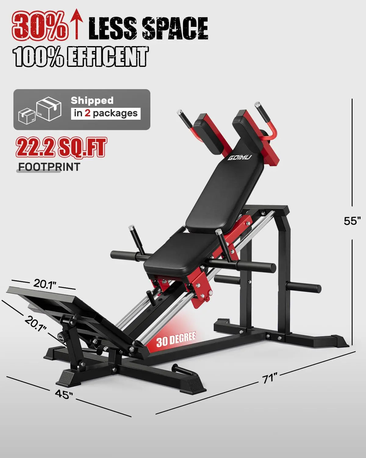 L5 Leg Press Hack Squat Machine, 30-Degree Leg Press Machine for Home Gym, Compact Hack Squat Machine with, Customized