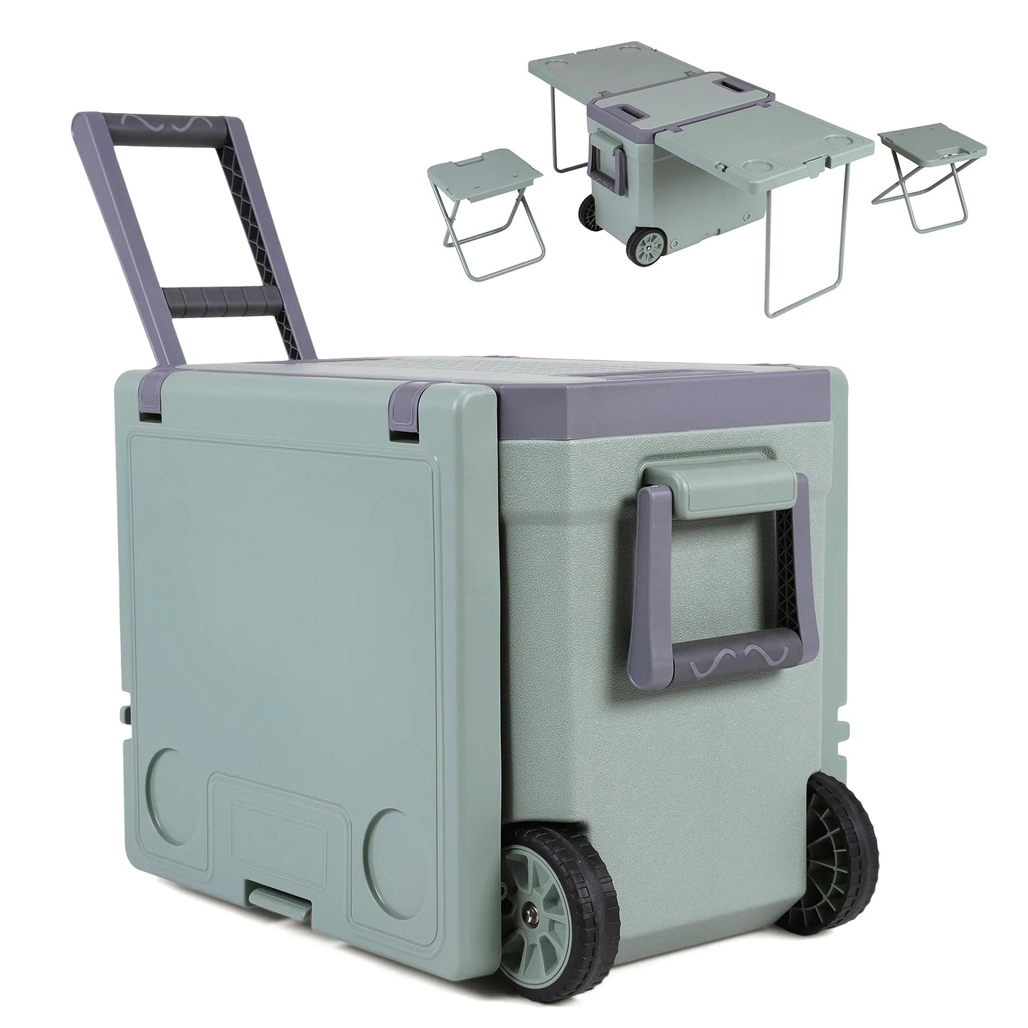 Outdoor Insulated Ulta-Light Hard Cooler with Wheels Holds Ice Up To 24h Roto-Molded Ice Cooler Leak-Proof for Beach Boat Car