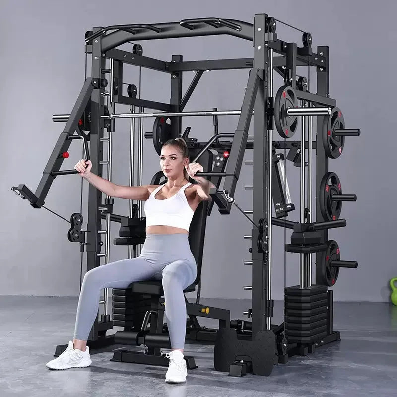 Upgraded Luxury Multifunctional Smith Machine Set With 100kg Counterweight+100kg Weight Plate+Bench Free Tax Door To Door