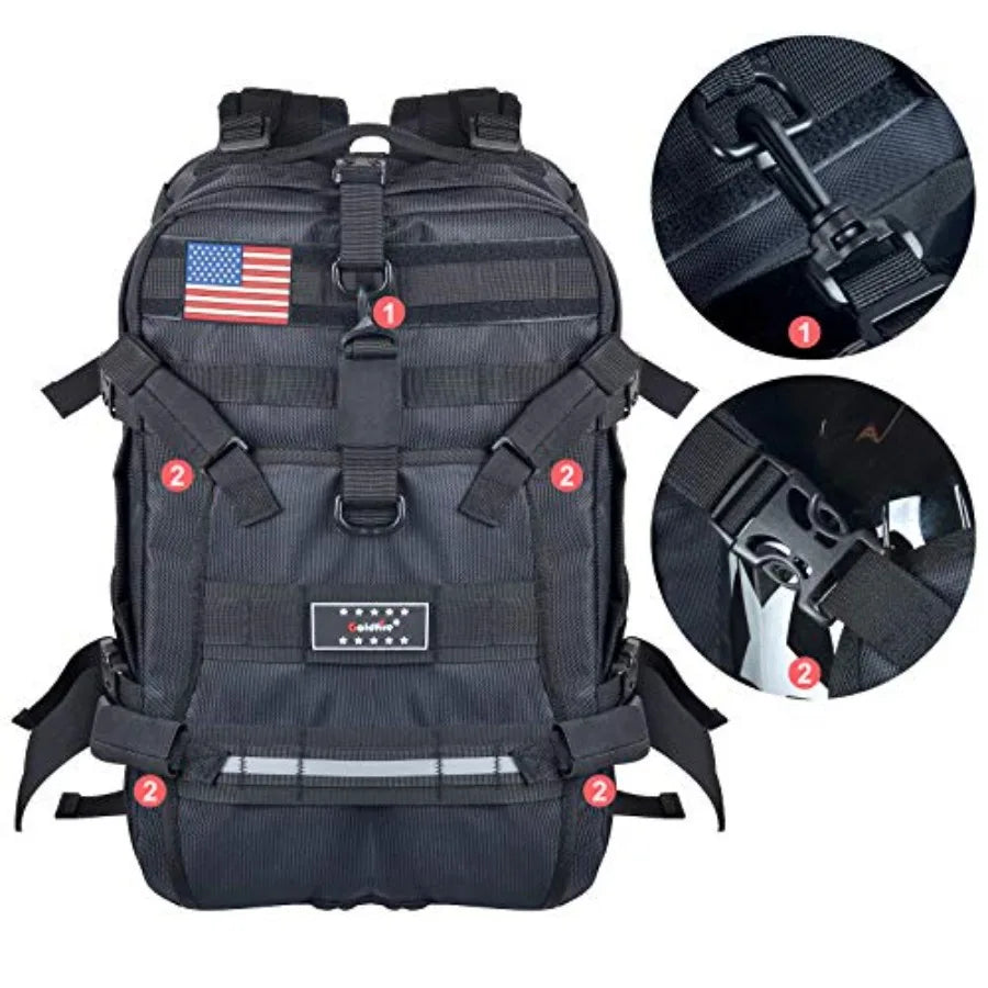 Helmet Backpack for Motorcycle Riding Cycling Waterproof Large Capacity Daily Backpack with Helmet Holder Weather-Resistant Hik