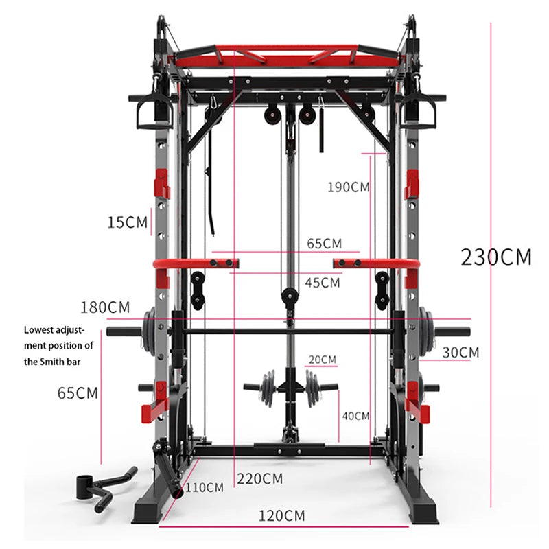 MIYAUP-Multi-functional Fitness Cage, Home Use, Comprehensive Training, Push Squat, Flying Bird, Smith Rack