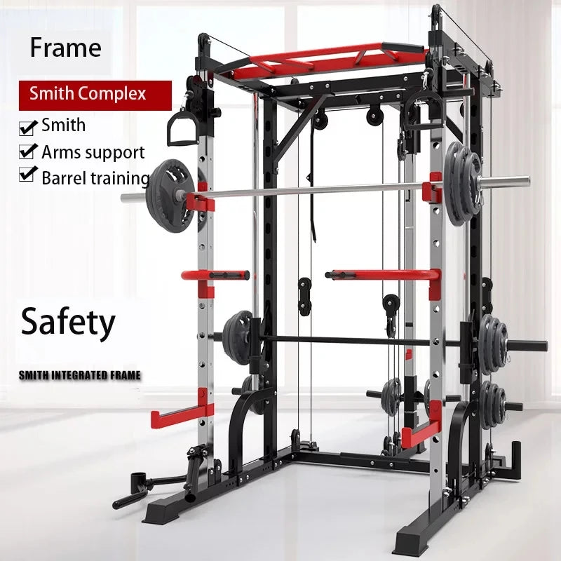 MIYAUP-Multi-functional Fitness Cage, Home Use, Comprehensive Training, Push Squat, Flying Bird, Smith Rack