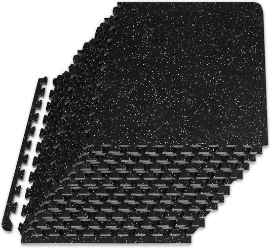 Interlocking EVA Foam Exercise Mat, 1/2-inch or 3/4-inch Thick, Non-Slip Floor Tiles for Home Gym Protection in 24 or 48 SQ FT