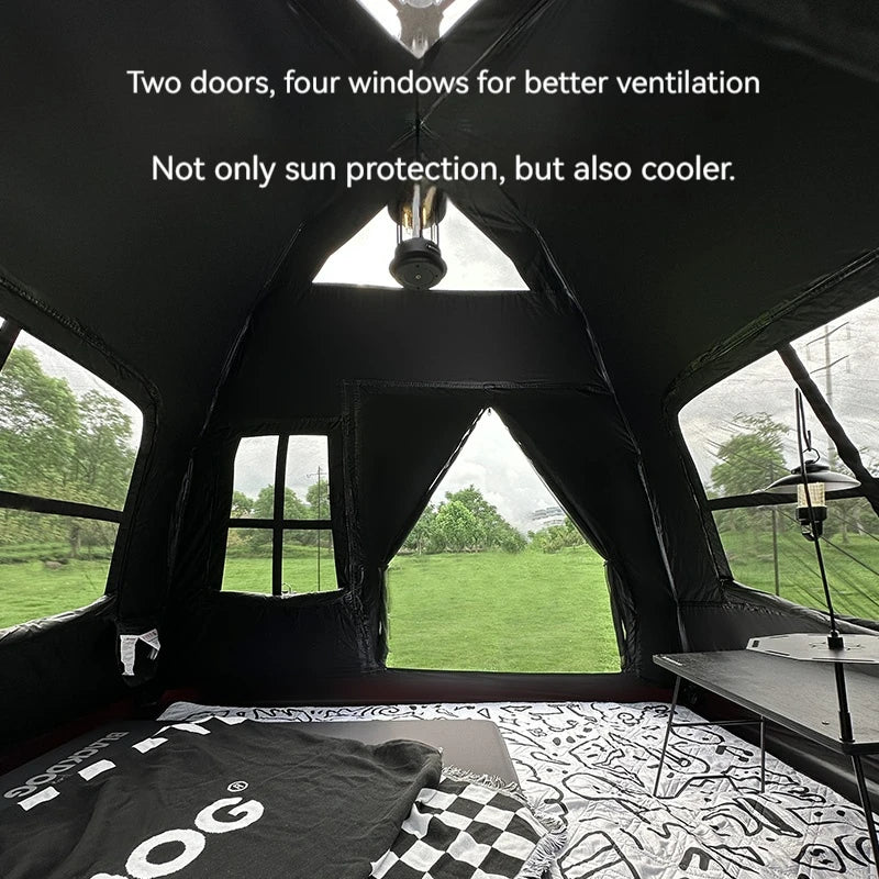BLACKDOG Black Dog Tent - Portable Foldable No-Setup Blackout UV Protection Camping Overnight Gear Set