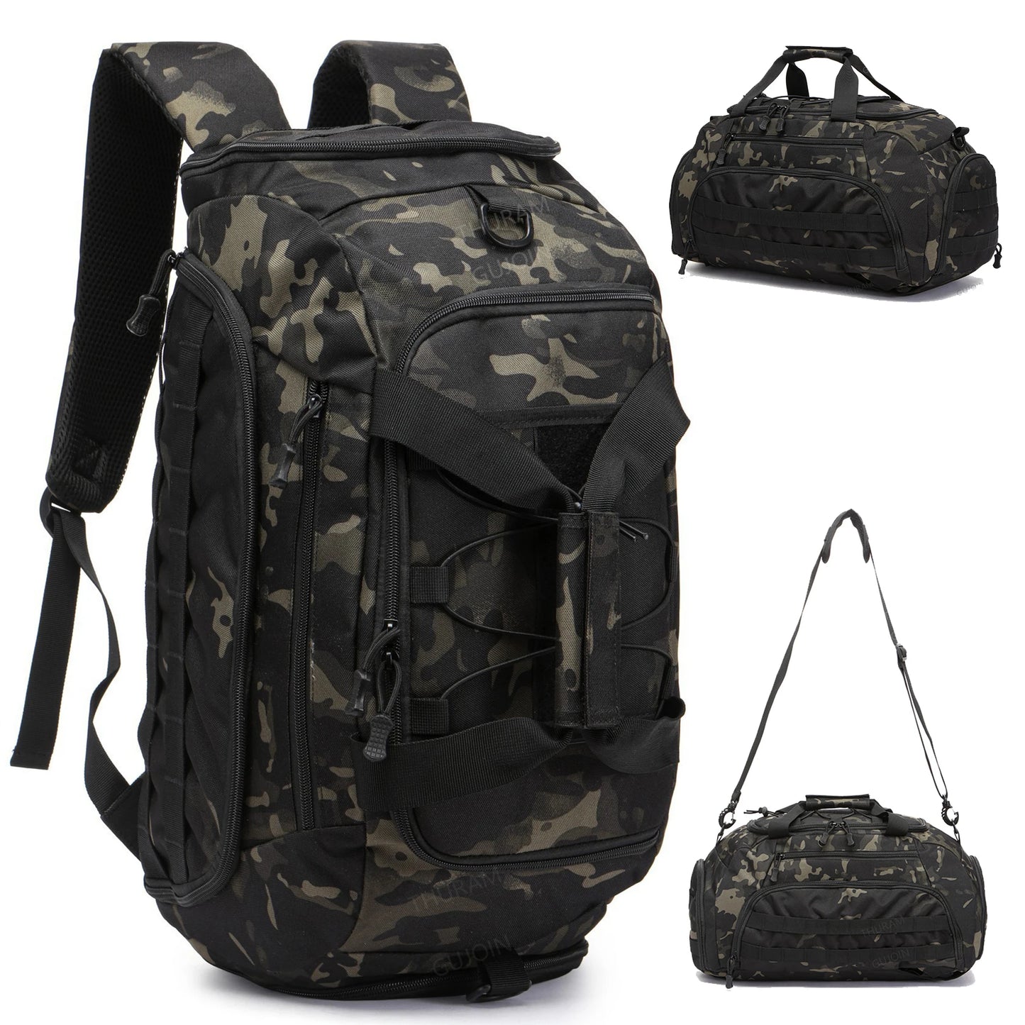Tactical Gym Backpack with Shoe Compartment Convertible 3-in-1 Duffel Sling Bag for Men Women Weekender Overnight Travel Bag