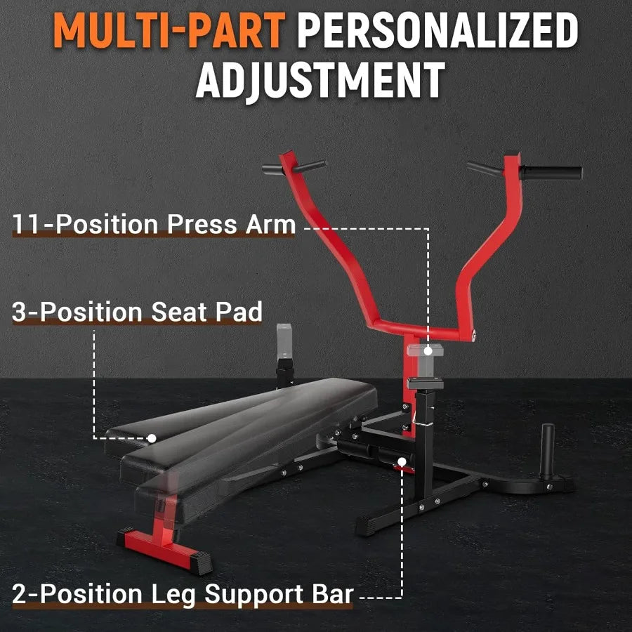 Chest Press Machine for Home Gym with 450LBS Max Weight Capacity Independent Converging Arms Adjustable 30 Flat Incline Bench f