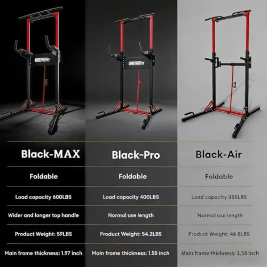 Foldable Power Tower Pull Up Bar Station Multi-Function Adjustable Height Pull Up Dip Station for Gym Workout Strengt