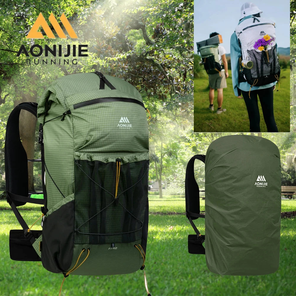 AONIJIE 42L Large Capacity Hiking Backpack Camping Backpack with Rain Cover Lightweight Travel Bag Backpacking Backpack FH2542