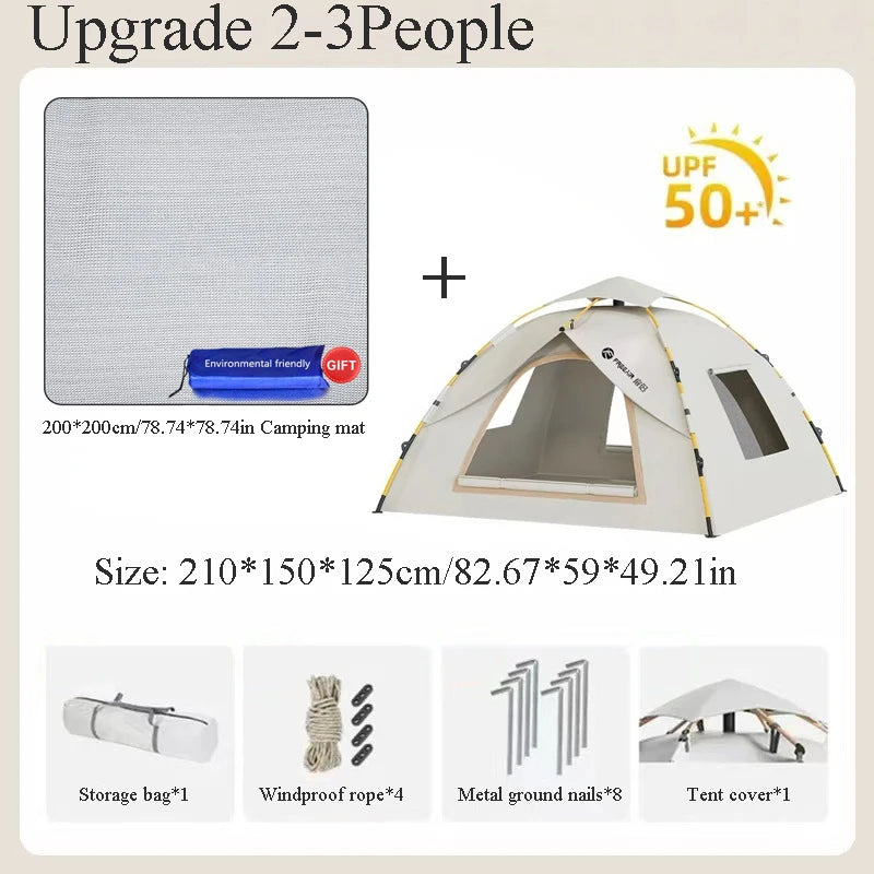 Portable Outdoor Automatic Tent Rainproof And Sun-Proof Ventilated And Breathable Adult And Childrens Tent With Doors Windows