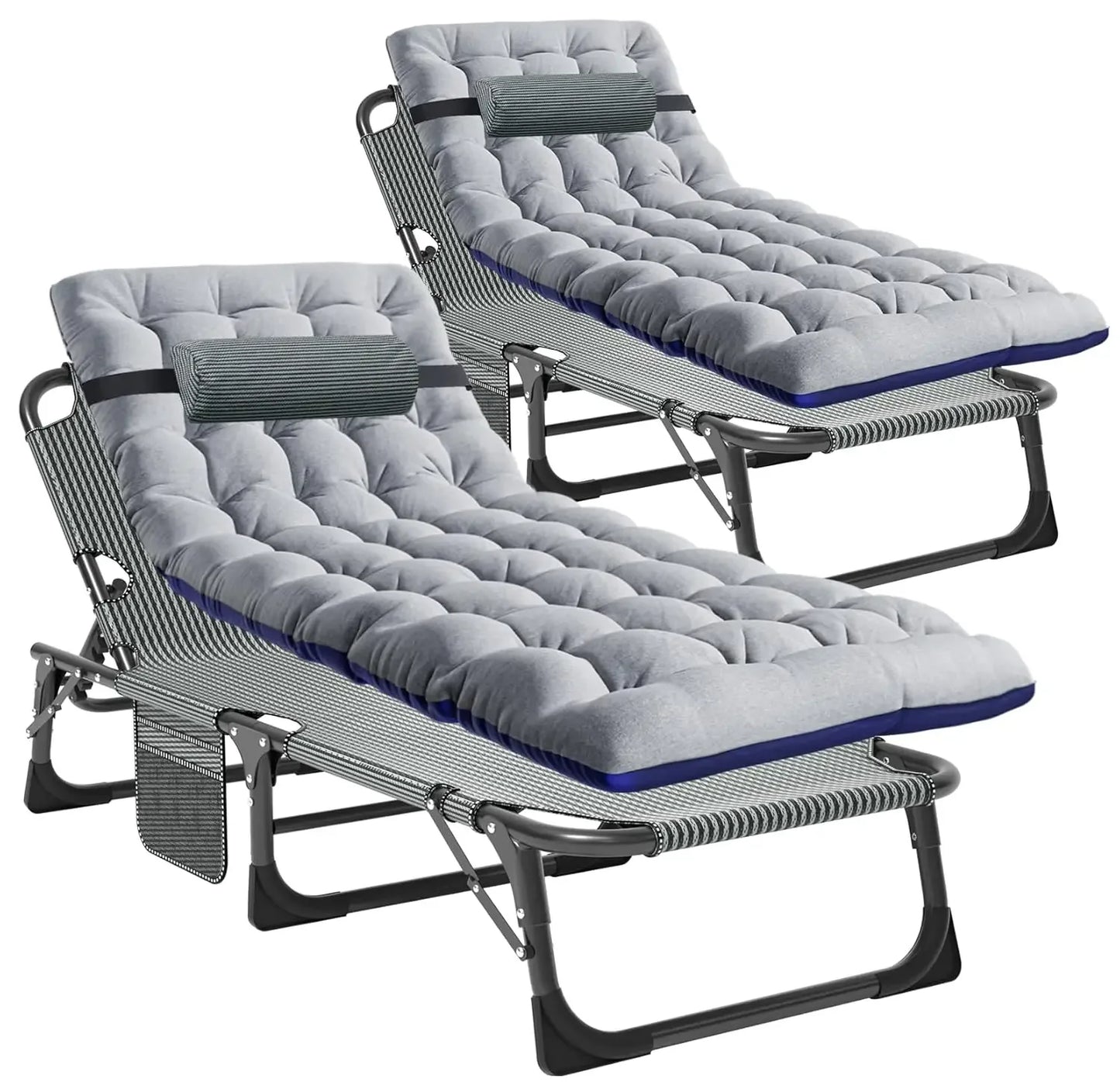 Heavy Duty Tanning Chair Folding Beach Lounger with Face Arm Hole, 5-Position Adjustable Patio Chaise Lounge, Customized